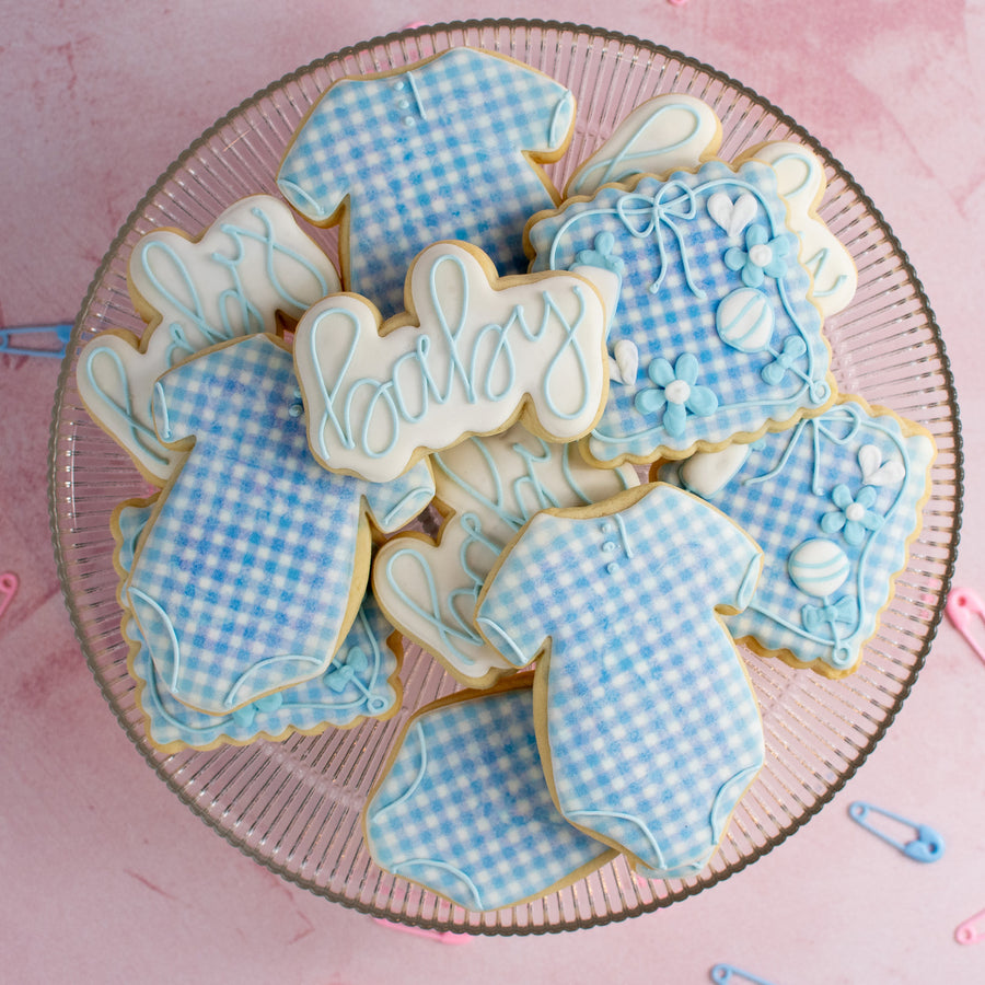 Gingham Baby Royal Iced Cookie Set