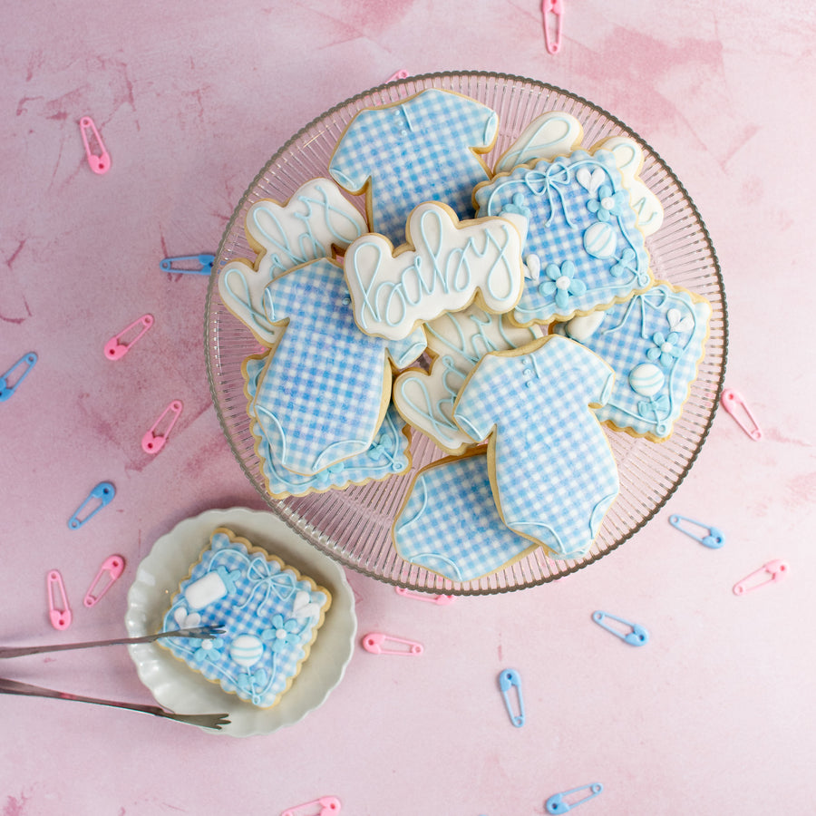 Gingham Baby Royal Iced Cookie Set
