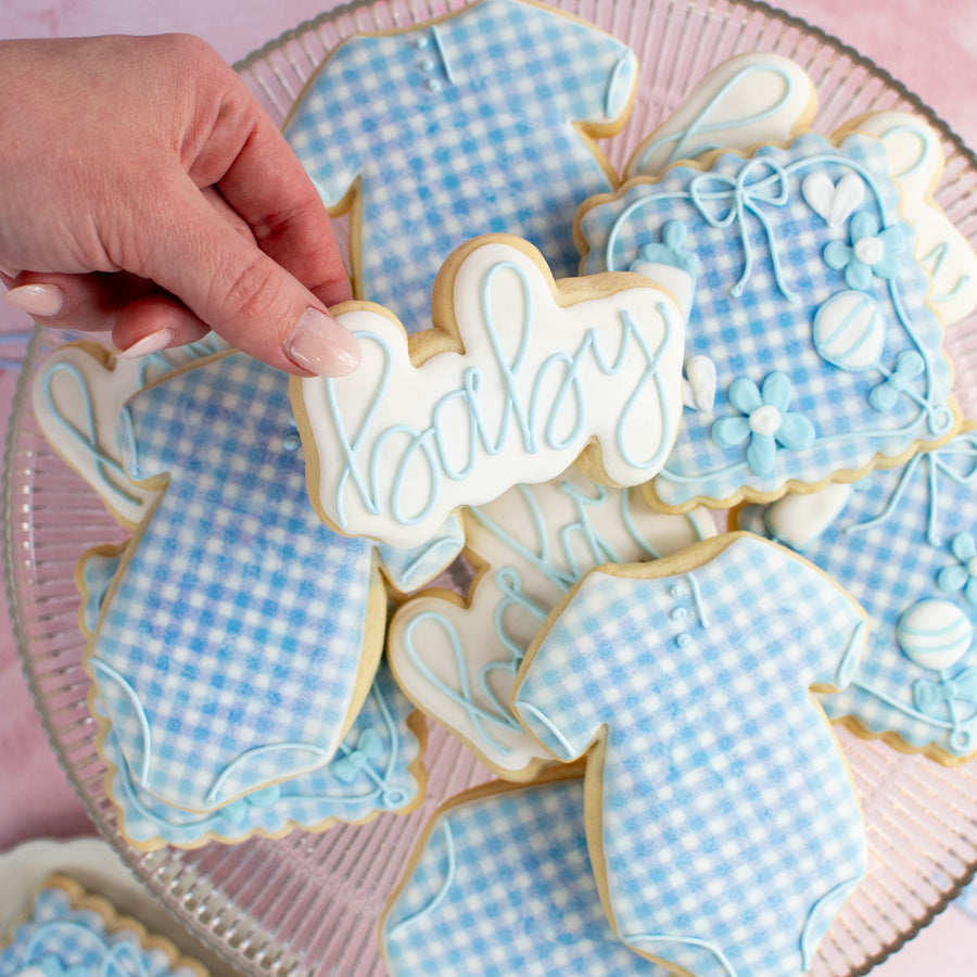 Gingham Baby Royal Iced Cookie Set
