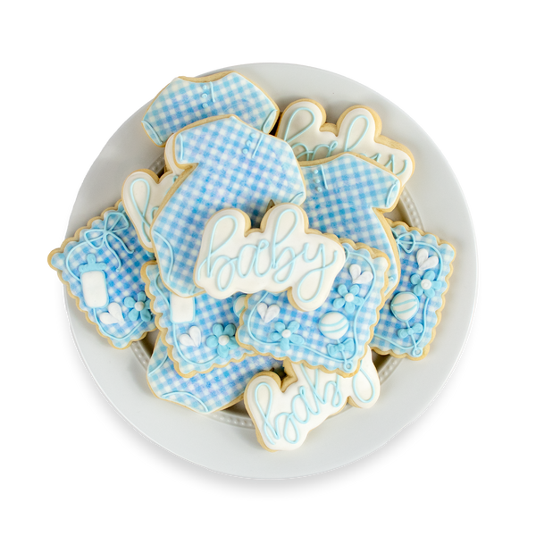 Gingham Baby Royal Iced Cookie Set
