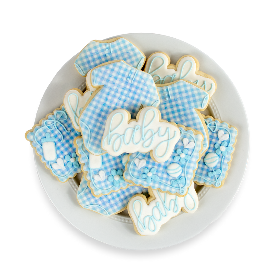 Gingham Baby Royal Iced Cookie Set